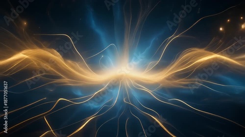 Luminous Abstract Network of Intertwined Energy Streams, Representing Advanced Technology, Data Flow, and Electric Connections