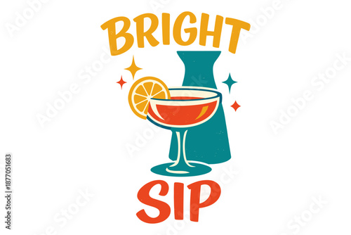 Colorful cocktail with lemon bright sip design