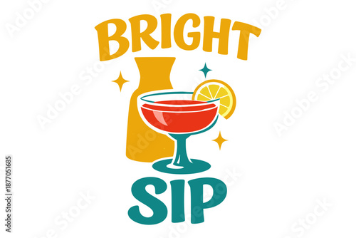 Vibrant juice illustration with glass and lemon slice