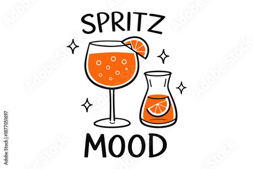 Spritz mood: illustrated orange cocktail with sparkle accents
