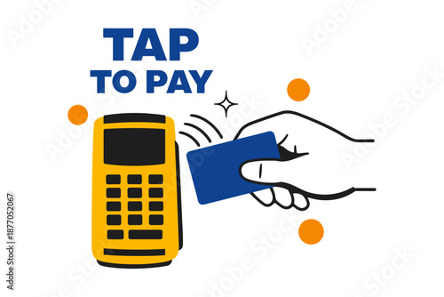 Contactless payment illustration with card and terminal