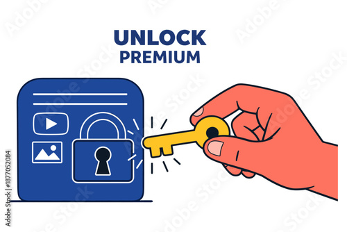 Unlock premium content access with key and lock icon