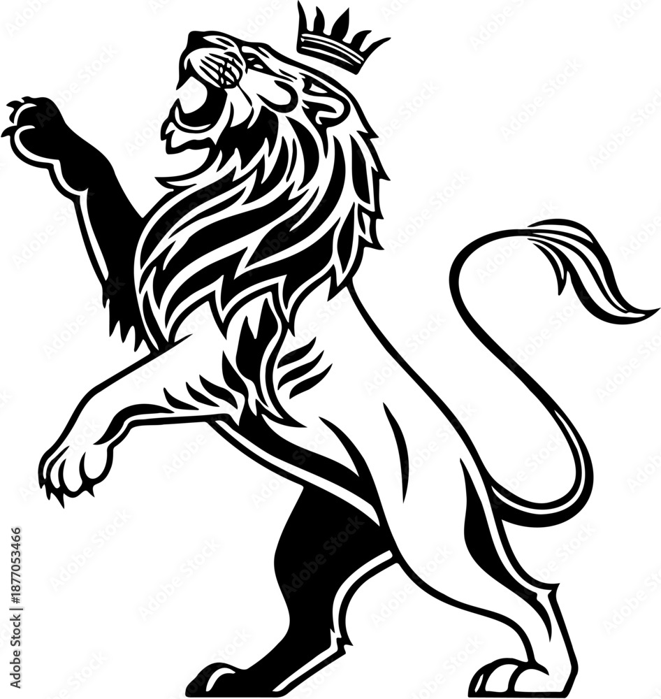 Obraz premium lion silhouette vector illustration, isolated on white