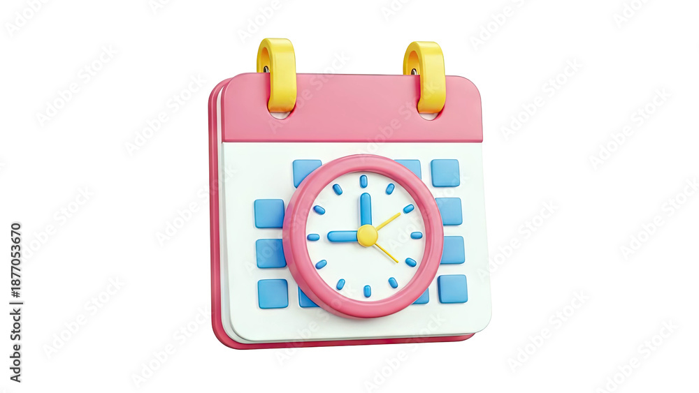 Obraz premium 3D Calendar and Clock Icon