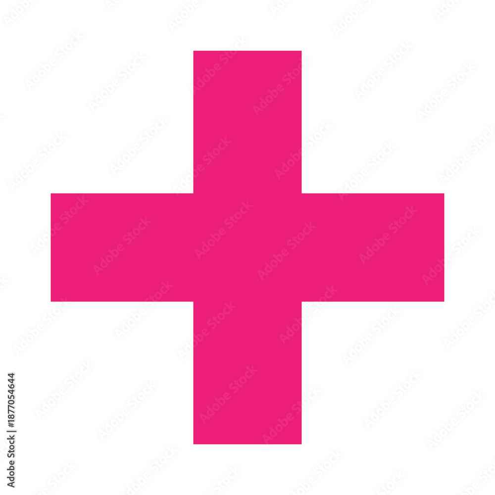 Fototapeta premium Pink plus icon, cross icon. Pink plus, cross sign, medical math symbol logo.