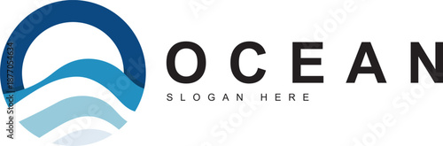 A simple and modern ocean wave letter O logo design. Premium vector.