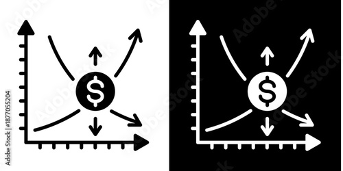 Price Movement  Icon Set White Glyph Style Collection
