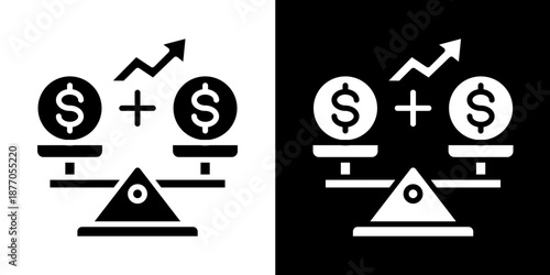 Price Stability  Icon Set White Glyph Style Collection
