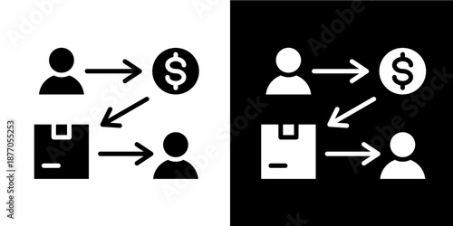 Consumer-Producer Balance  Icon Set White Glyph Style Collection
