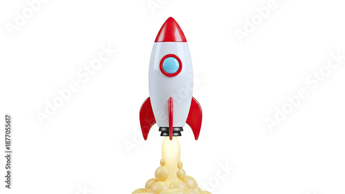 Cartoon Rocket Launching with Smoke
