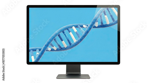 Computer screen displaying DNA helix