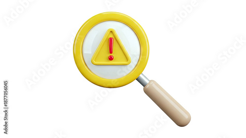 Magnifying Glass with Exclamation Mark Warning Symbol