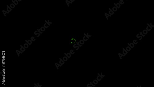 Green energy ring explosion animation. 2D cartoon toxic or sci-fi burst effect on black background.