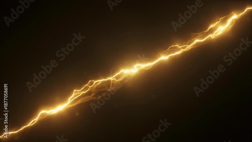 A powerful electric bolt of lightning strikes through dark storm clouds during a bright night thunderstorm as nature unleashes its raw energy across the rain-soaked sky