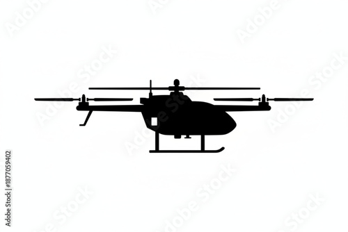Drone Silhouette: A stark silhouette of a modern drone, captured in a clean and minimalistic style, hinting at the technology and innovation of aerial vehicles.