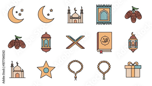 Islamic Symbols and Icons Collection Illustration 1.