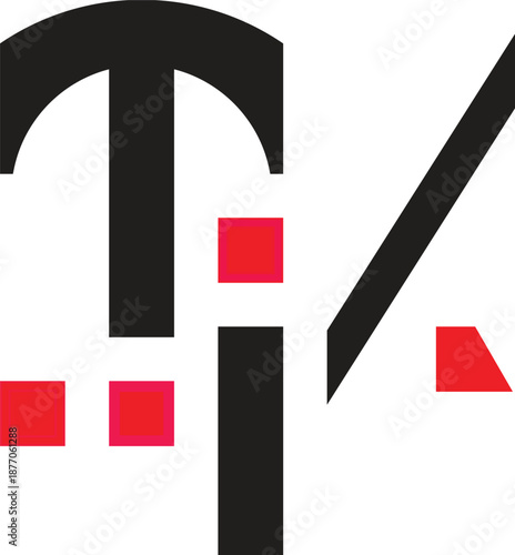 Modern Abstract Letter TI Logo Design with Red Geometric Accents