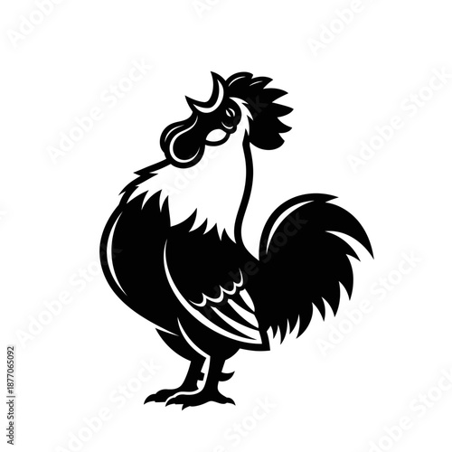 Vector icons Stylized black rooster silhouette vector illustration on a white background. EPS Editable