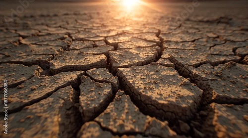 Close-up cracked desert earth reveals scorching climate resilience texture survival and raw environmental beauty power