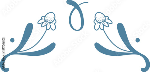 Floral Divider Ornament Line Art