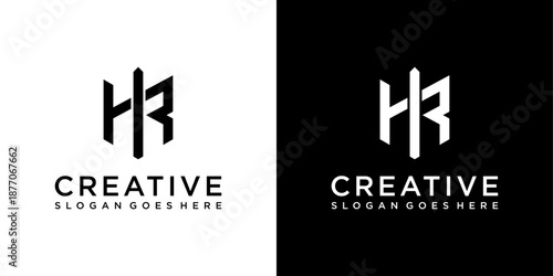 HR or RH initial letter logo design vector