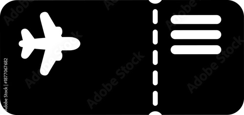 航空券・電子チケットを表すシンプルなフラットアイコン（Simple Flight Ticket Icon for Airline Booking and E-Ticket Concept）
