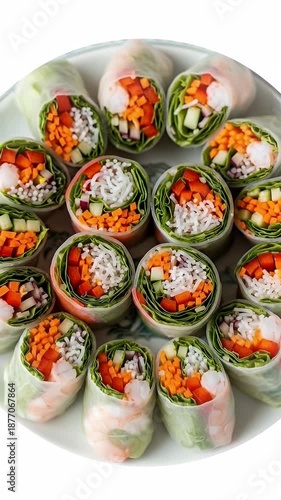 Fresh Spring Rolls With Shrimp And Colorful Vegetables