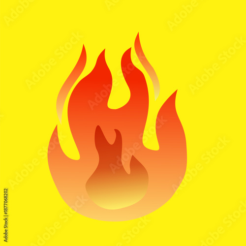Simple flat fire icon with a clean flame shape and minimalist design, featuring stylized red, orange, and yellow colors, suitable for icons, symbols, and modern graphic use.
