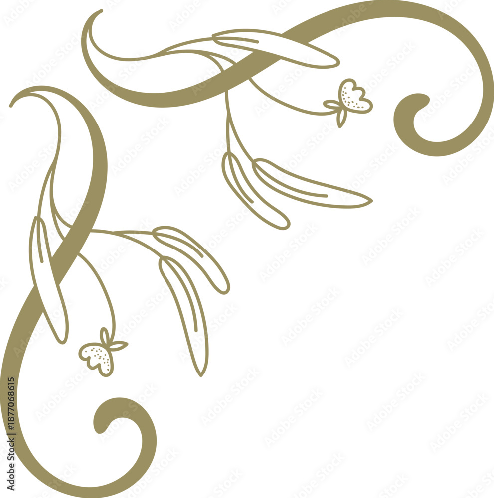 Obraz premium Floral Corner Flourish Sketch