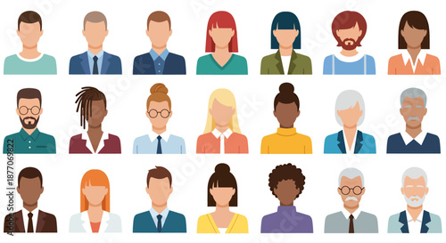 Diverse group of illustrated people avatars representing various ages and ethnicities.