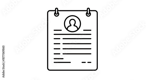 Minimalist icon of a resume or CV document with user profile symbol.