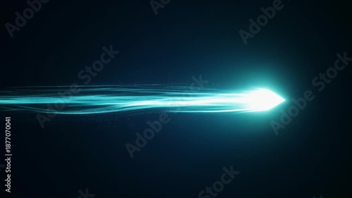Cinematic Turquoise Energy Beam Cutting Through Darkness