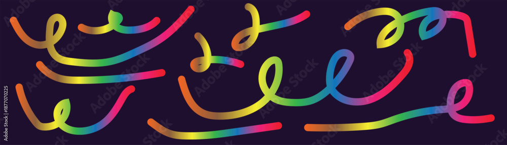 Fototapeta premium Colorful squiggly lines on a dark background