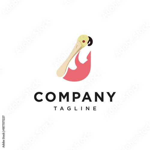 Letter J Roseate Spoonbill Logo Icon Vector