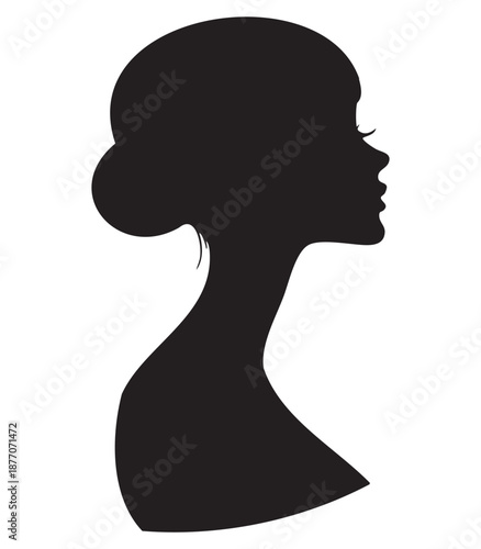 Printable EPS Abstract Black Side View Woman Silhouette for Editable 2D Vector Clip Art Illustration