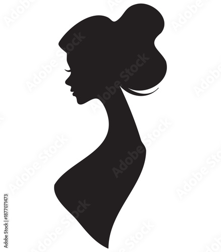 Printable EPS Abstract Black Woman Bust Silhouette for Editable 2D Vector Clip Art and Print Design
