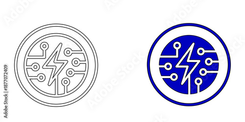 Blockchain Decentralized Network Icon, Distributed Data Hub and Computing Concept