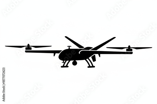 Drone Silhouette: A modern drone, captured in sleek silhouette, embodies innovation and technological advancement, a symbol of surveillance and aerial photography.