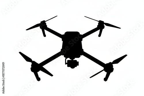 Drone Silhouette: The sharp, black silhouette of a modern drone, ready to capture stunning aerial perspectives of landscapes and urban environments.