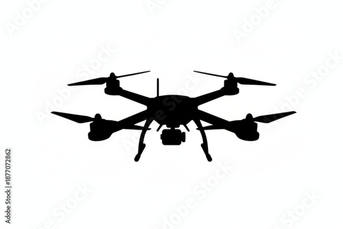Silhouette of Modern Drone: A sleek and modern drone stands in stark silhouette against the backdrop, symbolizing innovation, surveillance, and aerial technology.