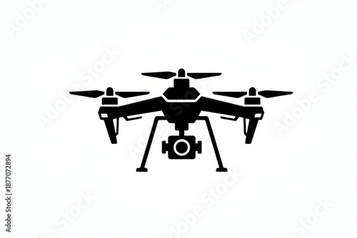 Aerial Drone Silhouette: A sleek, black silhouette of a modern drone, captured against a clean backdrop, epitomizes innovation in aerial technology and photography.