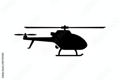 Silhouette of a Helicopter: A sleek, black silhouette of a helicopter is captured in minimalist detail, its rotor blades poised for flight.