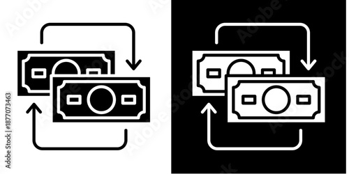 Exchange Rate Icon Set White Glyph Style Collection