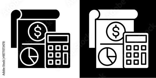 Expense Icon Set White Glyph Style Collection