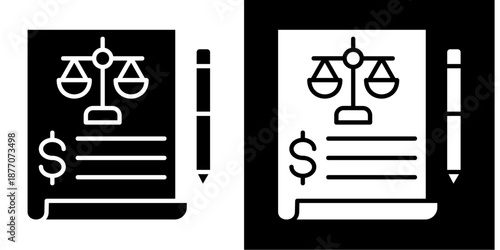 Balance Sheet Icon Set White Glyph Style Collection