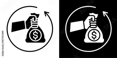 Return On Investment Icon Set White Glyph Style Collection