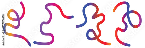 Vibrant abstract wavy lines with gradient colors on white background