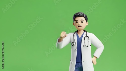 Smiling doctor celebrating success with fist raised in air