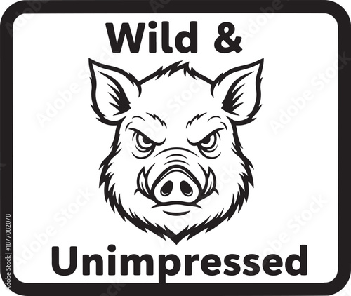 Wild Boar Head Line Art – Fierce Animal Engraving Illustration