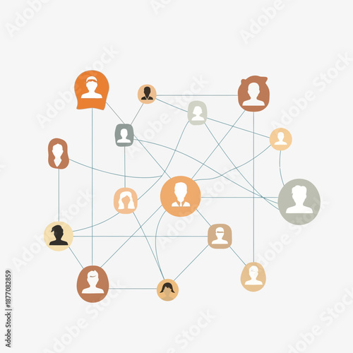 Network of people icons, communication, social media, connection, teamwork